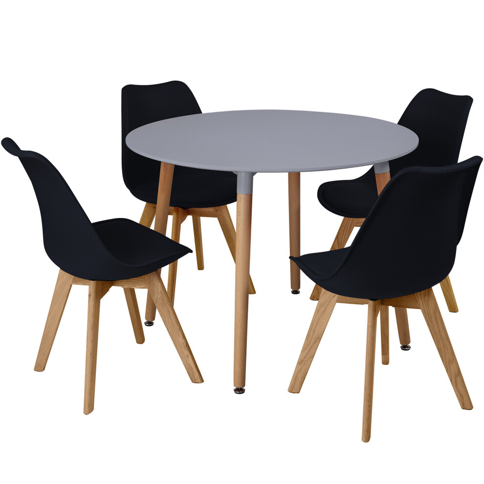 (Black) 5pc Charles Jacobs Beech Dining Set - Grey Table