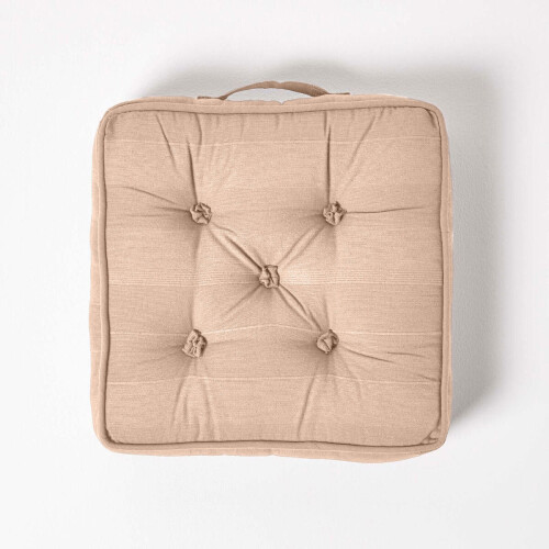 Homescapes (Beige) Rajput Ribbed Cotton Floor Cushion 2