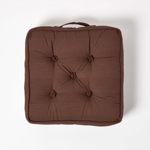 Homescapes (Chocolate Brown) Rajput Ribbed Cotton Floor Cushion 2