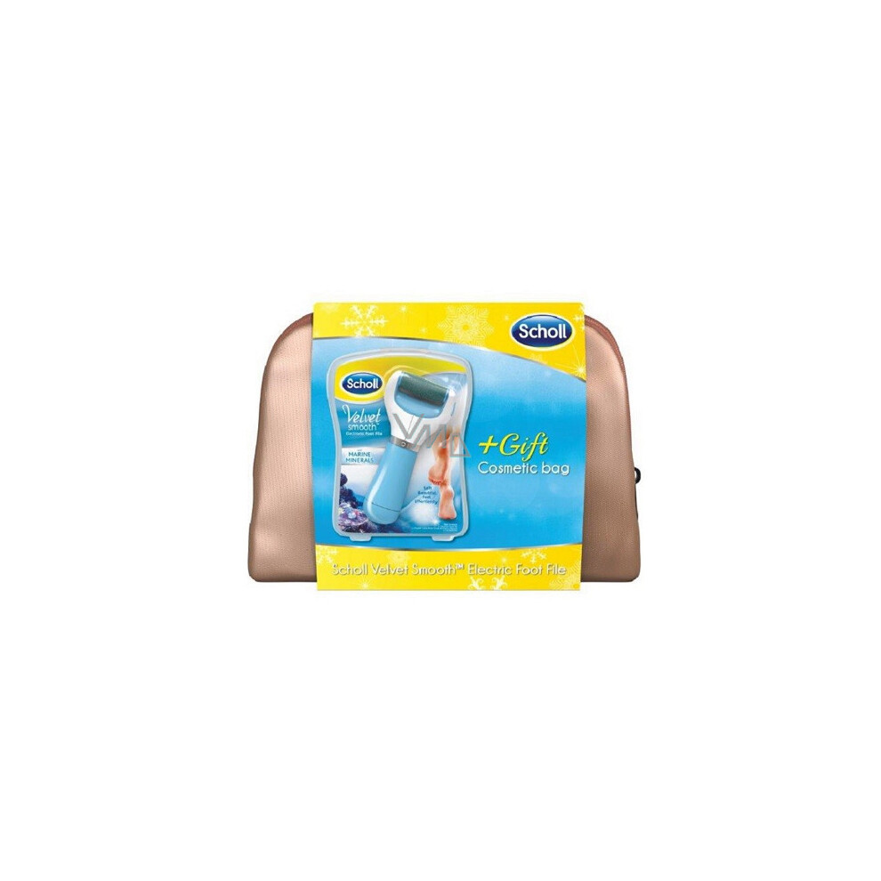 Scholl Velvet Smooth Blue Electronic Foot File Marine Minerals & Gold Travel Bag