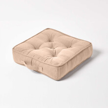 (Beige) Rajput Ribbed Cotton Floor Cushion