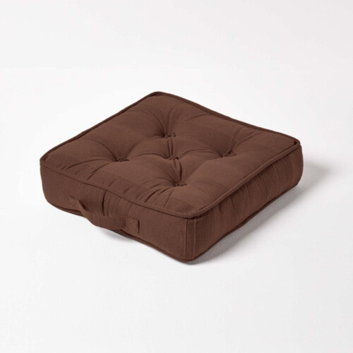 Homescapes (Chocolate Brown) Rajput Ribbed Cotton Floor Cushion