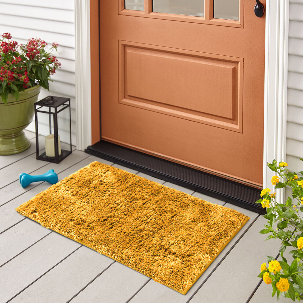 (Ochre, 50 x 80 cm) Fluffy Rug Shaggy Runner Non-Slip Bath & Doormats