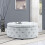 Living And Home (Grey White) Round Upholstered Chesterfield Footstool Pouffe Foot Stool Seat 1