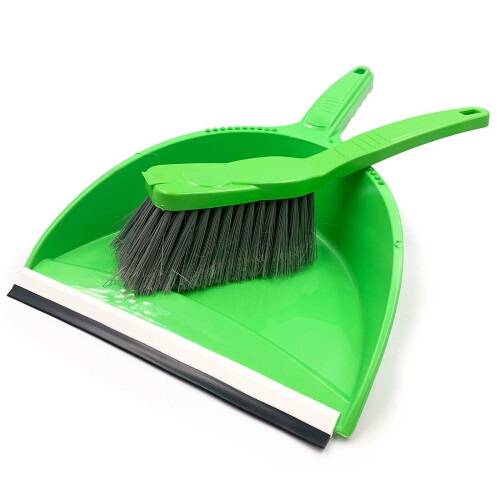 Green Dustpan and Brush Set Colour Coded Dust Pan Broom Sweeper Indoor