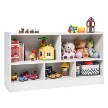 2 Tier Wooden Bookcase 5 Cube Open Shelf Cabinet Bookshelf White