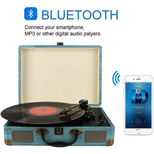 Bluetooth Vinyl Record Player Belt-Drive 3-Speed Vintage Record Player 2