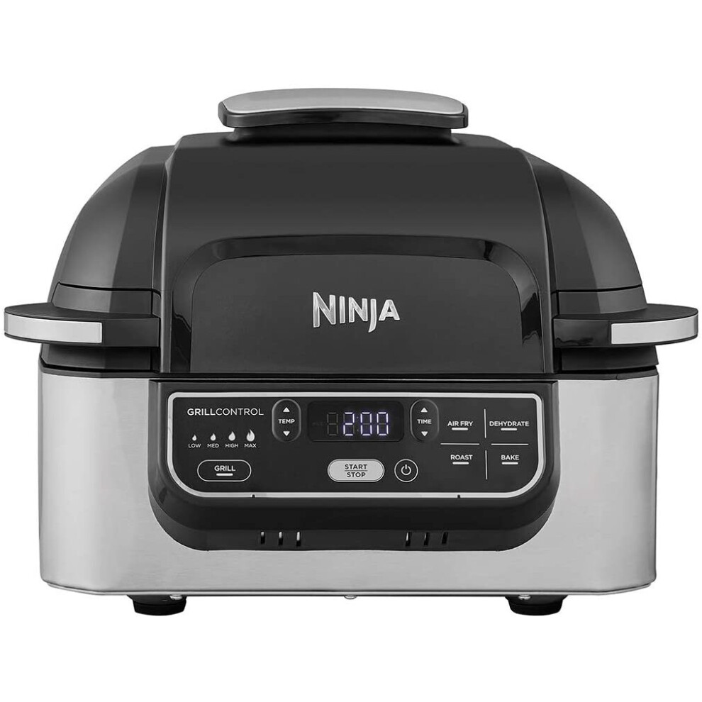 Ninja Foodi Health Grill & Air Fryer Ag301uk - 5.7L, Brushed Steel, 5 Functions: Grill, Air Fry, Roast, Bake, Dehydrate - 75% Less Fat, Uk Stock
