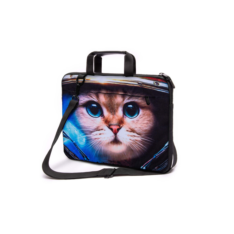 (Cat Astronaut) 15" inch Solid Strong Shoulder Laptop Canvas Bag