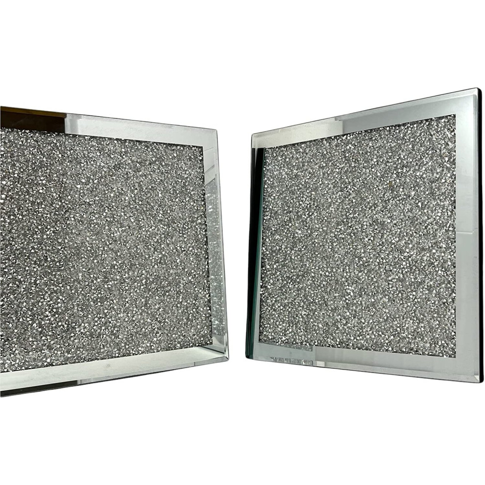 Silver Crystal Crushed Diamond Filled Rectangular Placemats