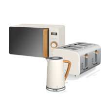 (White) Swan Nordic 1.7 Litre Jug Kettle, 4 Slice Toaster & Microwave 800W LED Freestanding