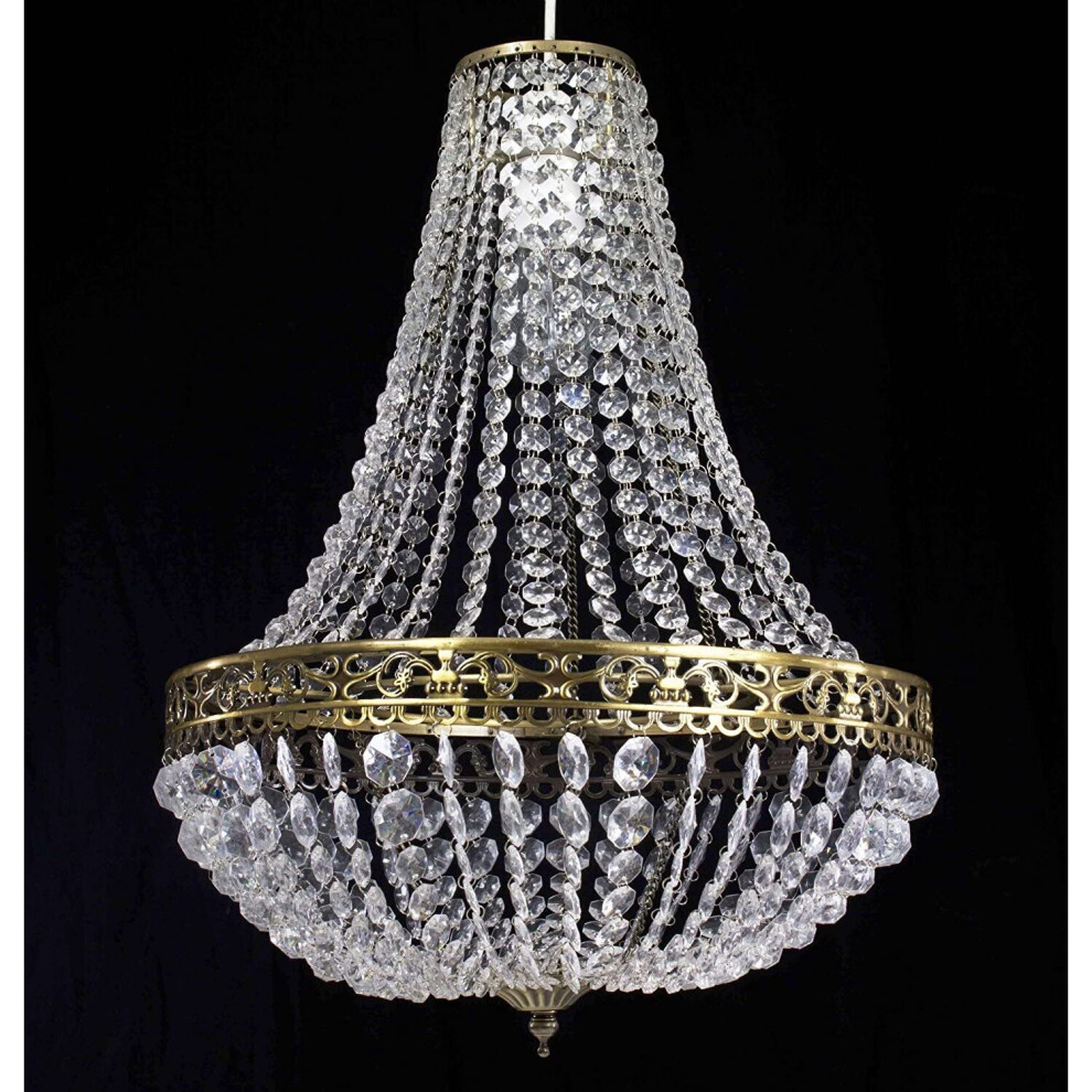 (MADISON BRASS ) Modern Chandelier Ceiling Light Shades Acrylic Crystal Droplet Pendant Lampshade