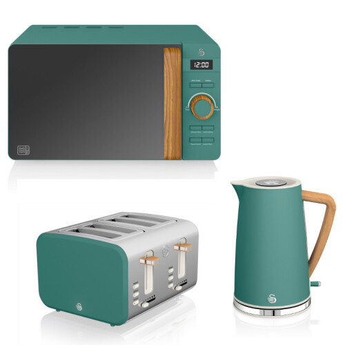 Green) Swan Nordic Litre Jug Kettle, Slice Toaster