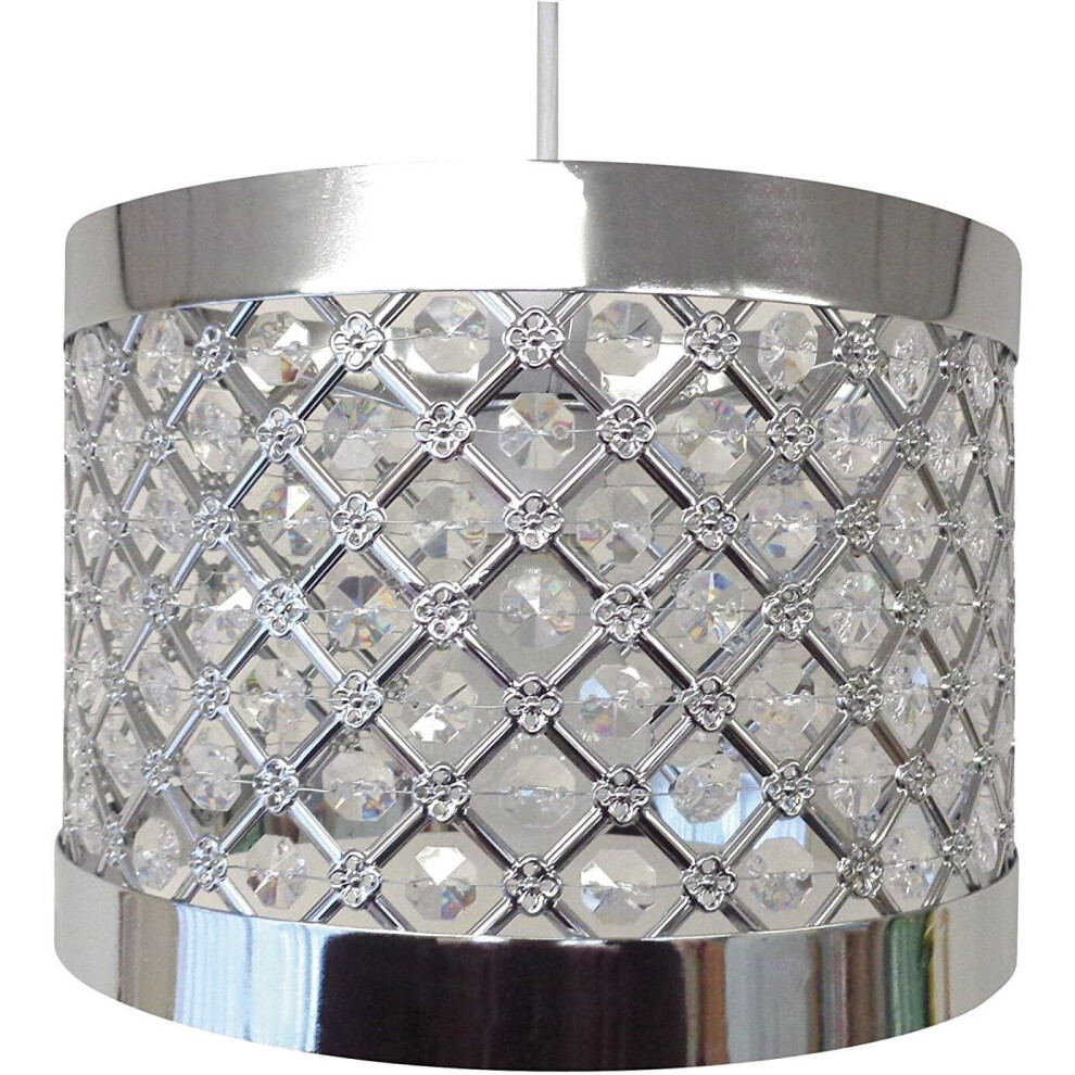 (MODA SPARKLE CHROME	) Modern Chandelier Ceiling Light Shades Acrylic Crystal Droplet Pendant Lampshade