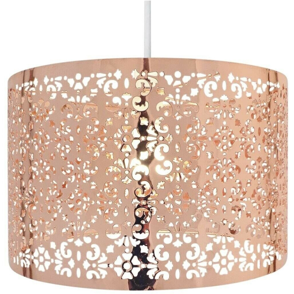 (LARGE METAL COPPER	) Modern Chandelier Ceiling Light Shades Acrylic Crystal Droplet Pendant Lampshade