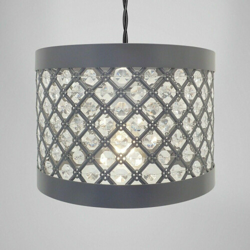(MODA GREY) Modern Chandelier Ceiling Light Shades Acrylic Crystal Droplet Pendant Lampshade