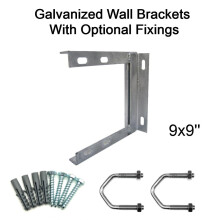 (9'' inch x 9'' inch, 2.5'' U Bolts with 50mm Bolt & Rawlplugs) TV Aerial Galvanised Steel Wall Mounting Bracket for Pole Mast DAB FM SATELLITE
