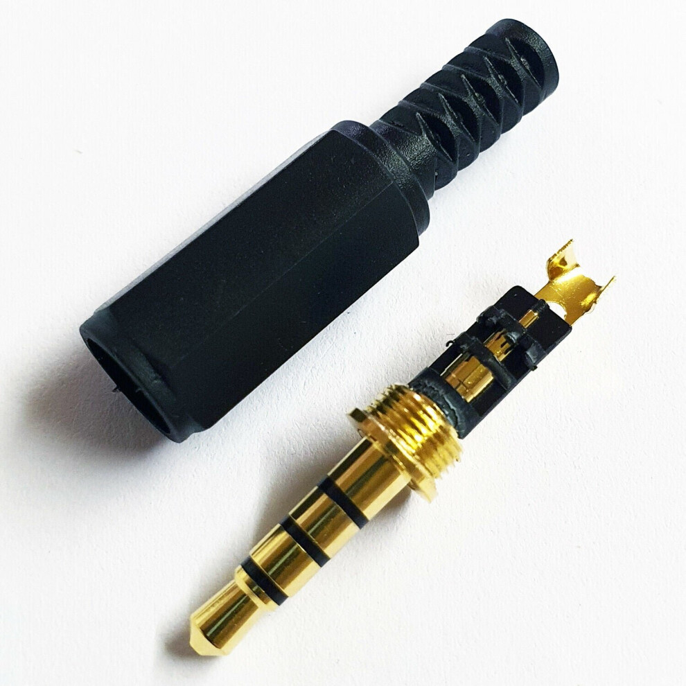 GOLD 3.5mm 4 Pole Jack Plug Solder Connector AUX Audio Video Male to Camcorder