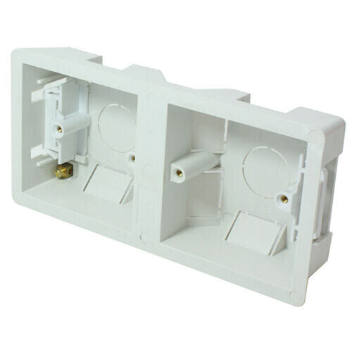 Loops 35mm Deep Dual Plastic Dry Lining Back Box 1 Gang Wall Flush Mount Pattress