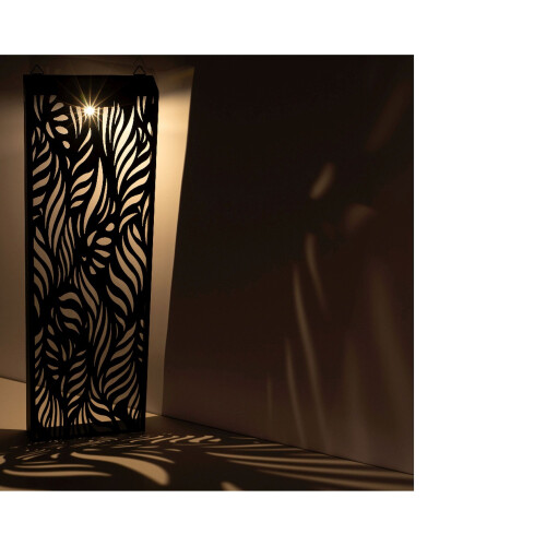 Black Garden Wall Art Solar Panel Light Up Garden Wall Decoration 60cm