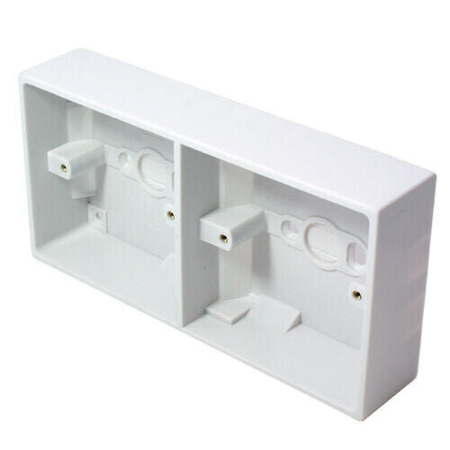 Loops 35mm Deep Dual Plastic Surface Mounted Back Box 2 Gang Wall Pattress Outlet