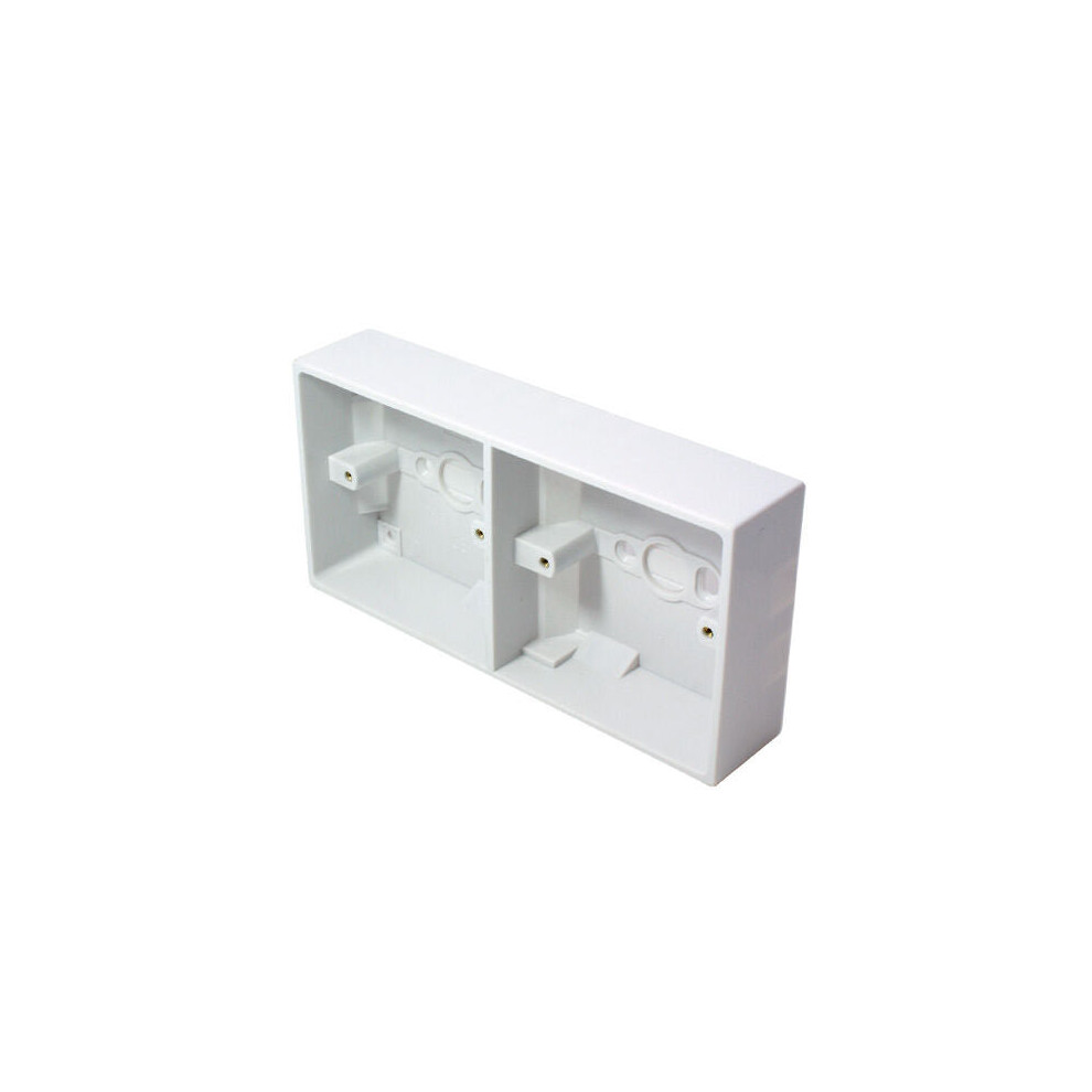 35Mm Deep Dual Plastic Surface Mounted Back Box 2 Gang Wall Pattress Outlet 5055538123825