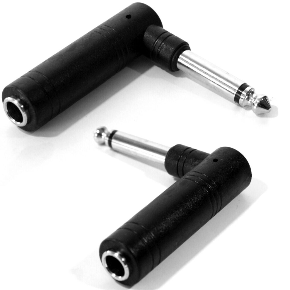 Loops 6.35Mm Mono Male Plug To 1/4" Female Socket Right Angled Adapter Guitar Instrument