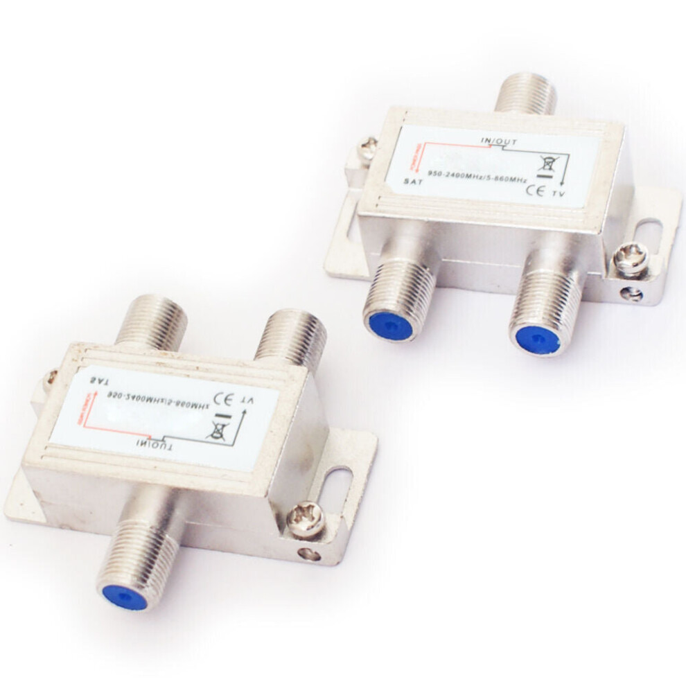2 Way Port F Connector Diplexer TV Aerial & Satellite Signal Combiner Splitter