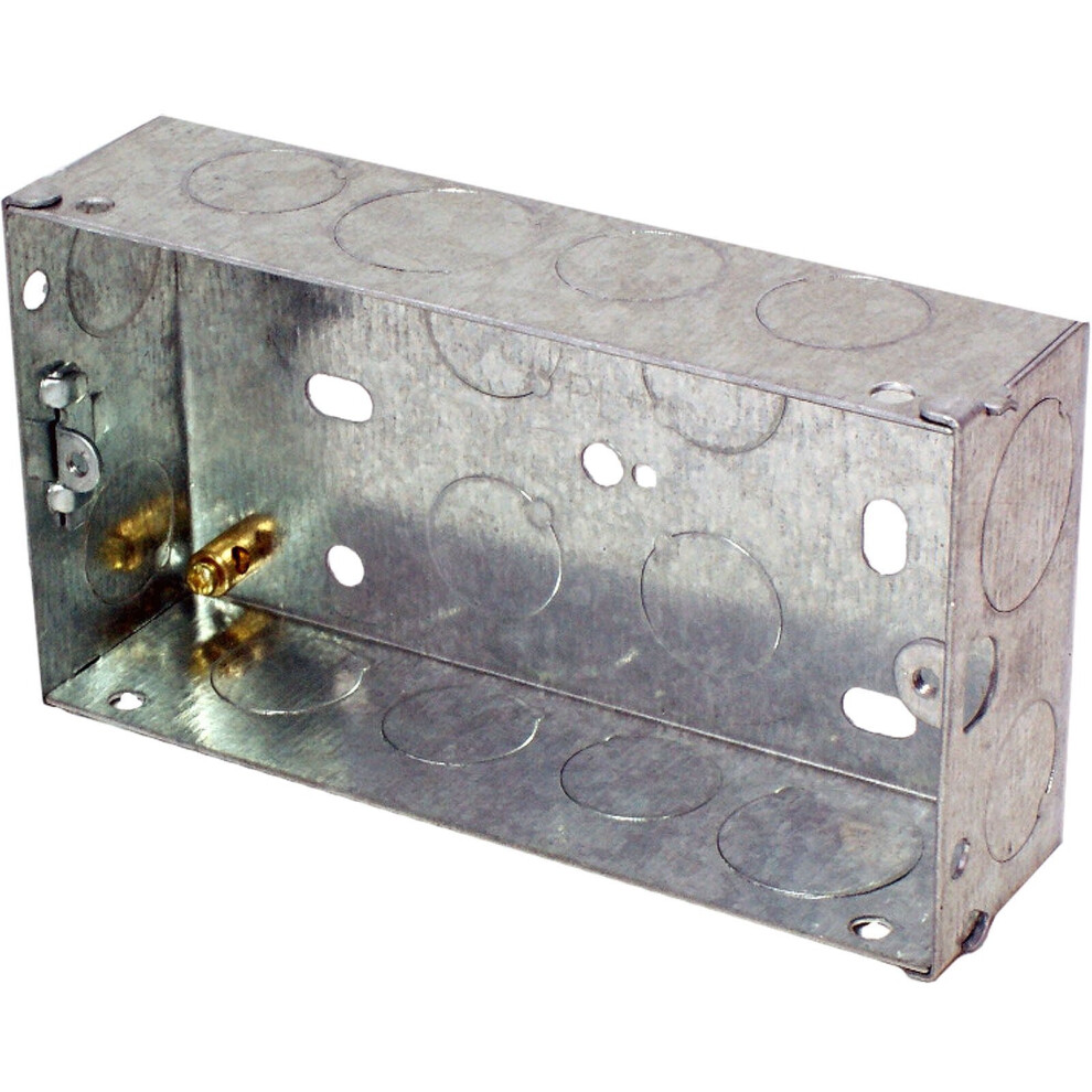 25Mm Twin Double Metal Flush Mounted Back Box 1 Gang Brick Wall Hole Pattress 5055538123757