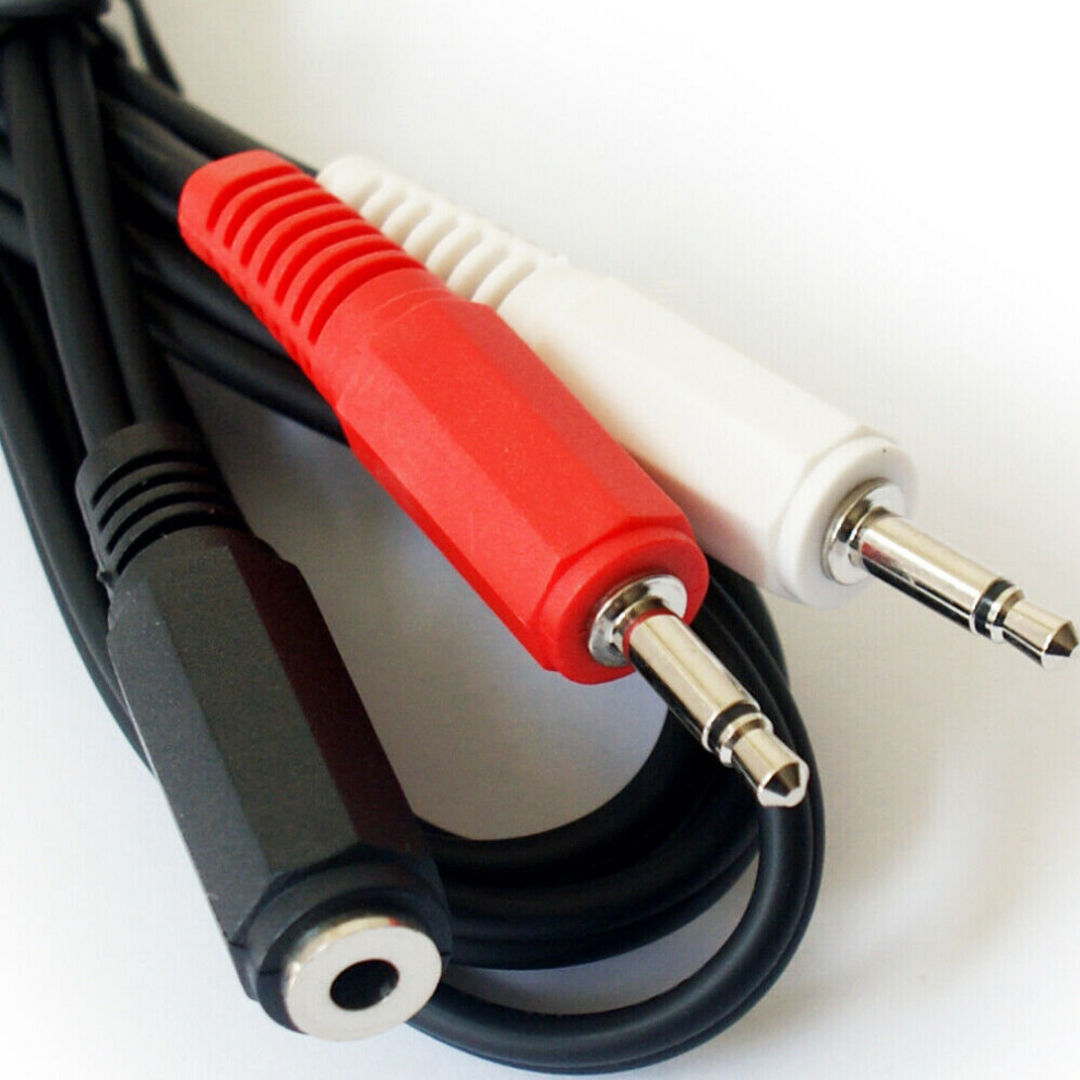 1.5M 3.5Mm Stereo Female To 2X Mono Male Cable Aux Jack Plug Lead Audio Splitter 5055538136764