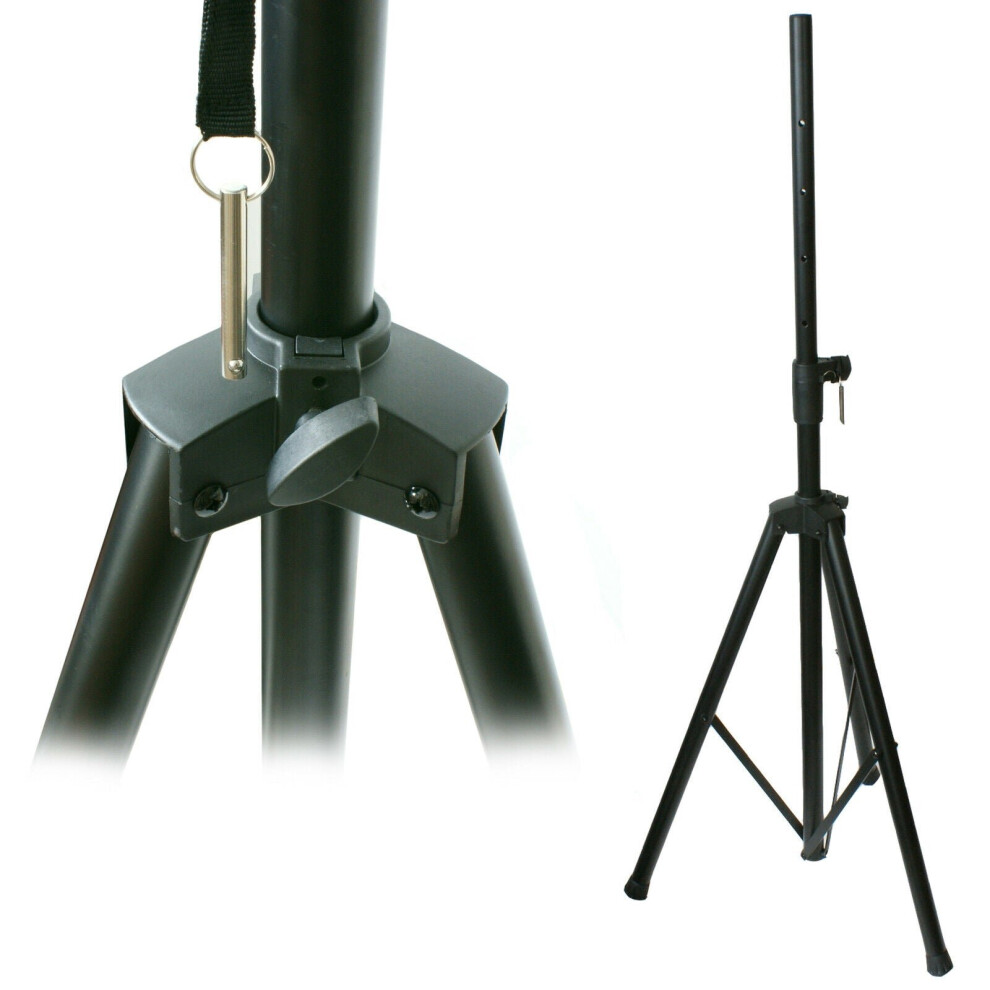 Loops Single 1X Adjustable 35Mm Speaker Stands 1.9M Heavy Duty Tripod Dj Pa Disco Black