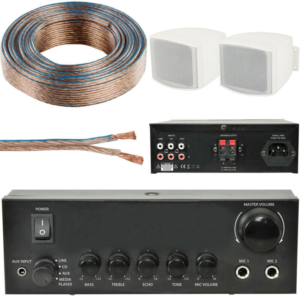 110W Stereo Amplifier System Kit 2X Background Wall Speaker Bedroom Office Aux 5055538140464