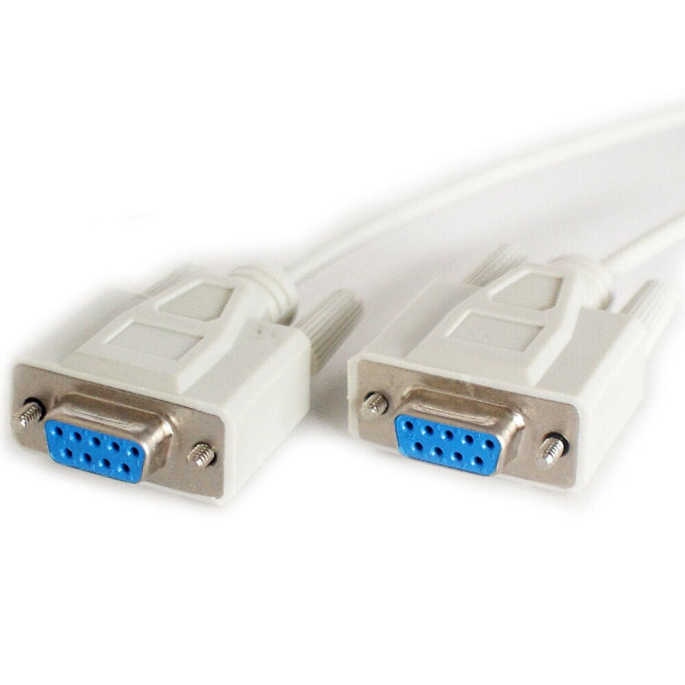Loops 2M 9 Way Rs232 Female To Socket Null Modem Cable Lead Serial Pin Db9 De9