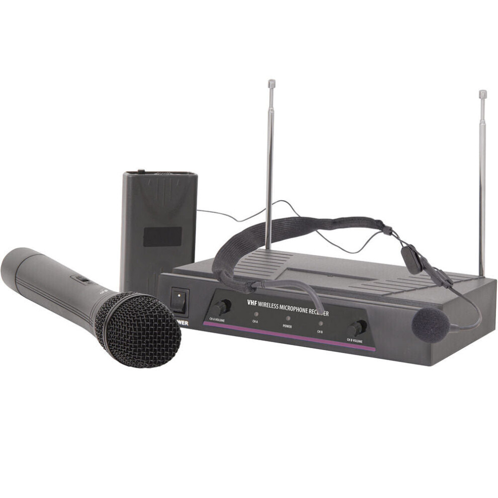 Loops 2 Channel Wireless Microphone Receiver System Vhf Handheld Headset Karaoke Radio