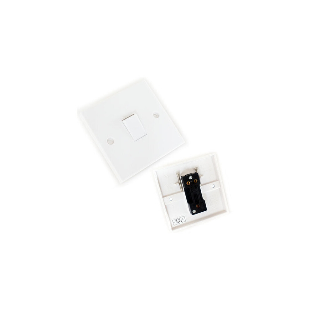 Single White Wall Light Switch 1 Gang Way UK 240V 10A Lamp Outlet Face Plate