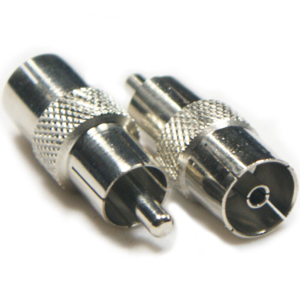Loops 1 Rca Phono Male To Digital Tv Aerial Female Socket Adapter Video Converter Plug