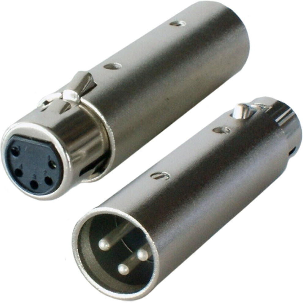 Loops 3 Pin Xlr Male To 5 Pin Xlr Female Dmx Adapter Lighting Audio Barrel Converter