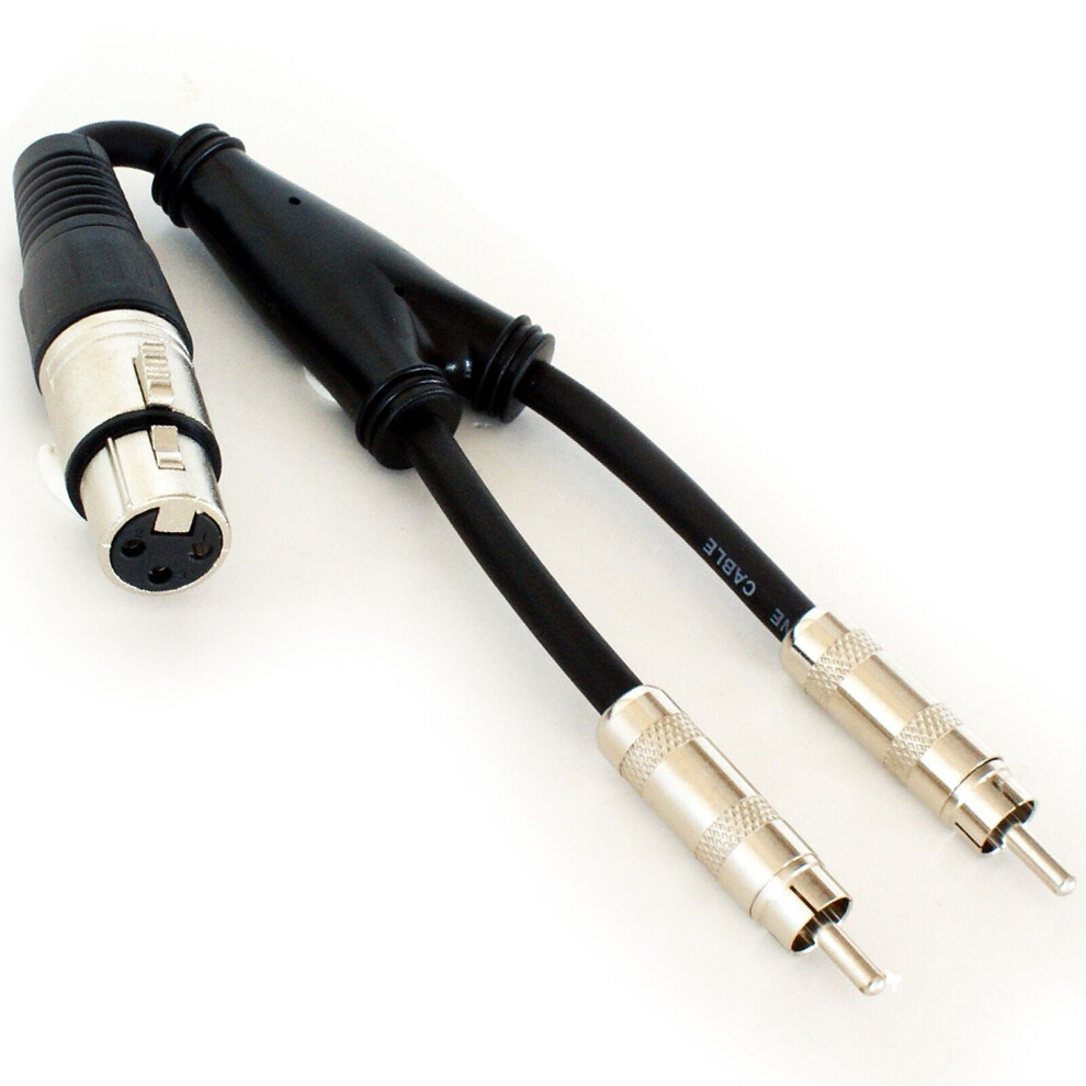 Loops Xlr Female To 2 Rca Phono Male Y Splitter Cable Adapter Mixer Amp Audio Mic Dj