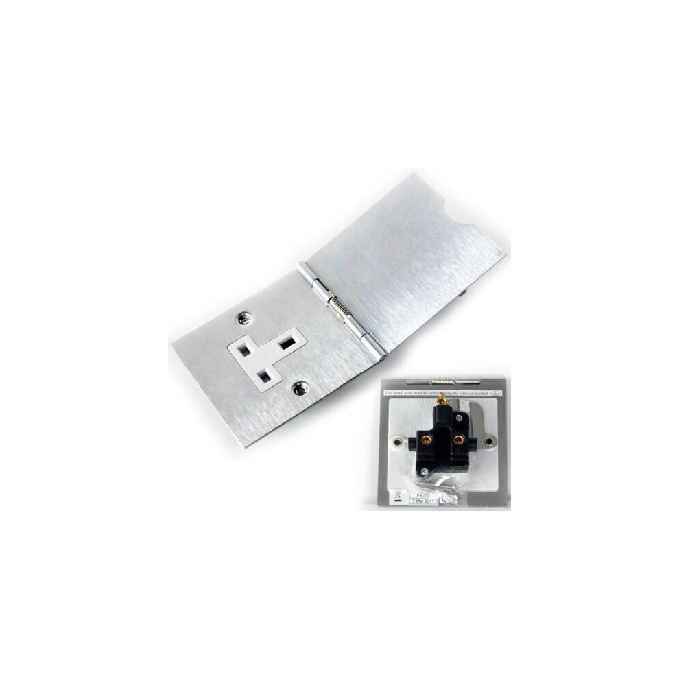 Brushed Steel Single Floor Plug Socket Outlet 1 Gang Uk Electrical 13A Mains 5055538125034