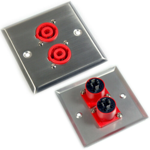 Loops Dual 4 Pole Speaker Cable Socket Outlet Wall Face Plate SPKON Solder Coupler