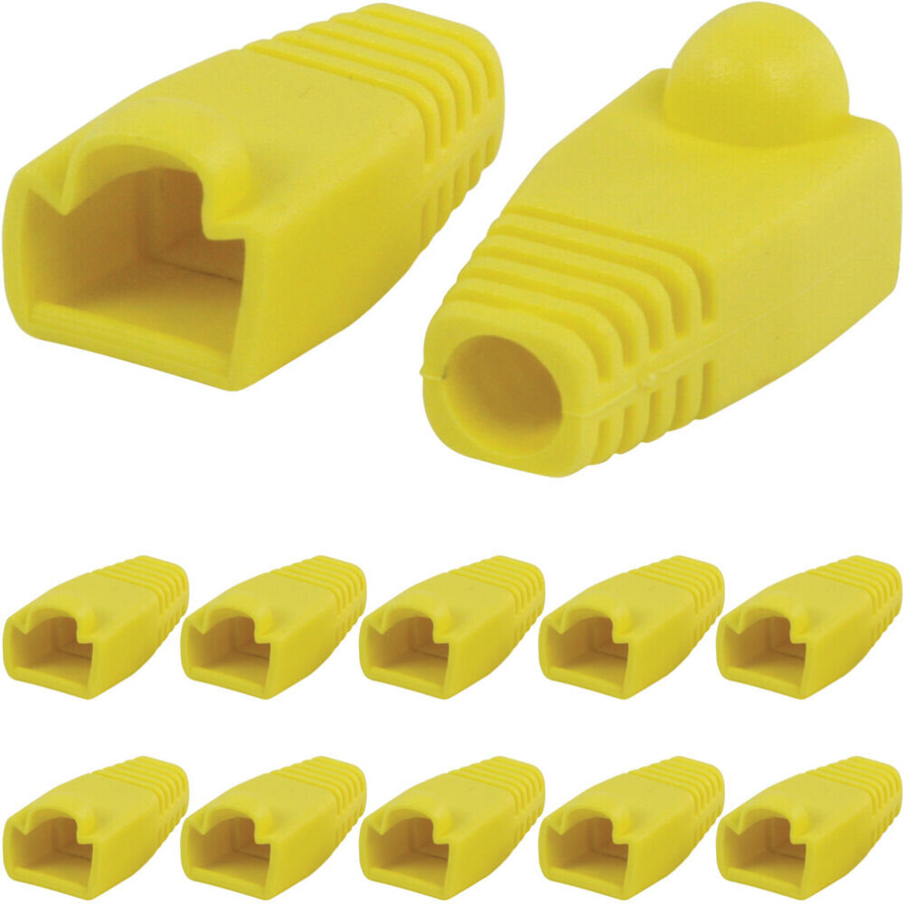 10x Yellow RJ45 Strain Relief Network Cable CAT5/6 Connector Boot Cover Cap End