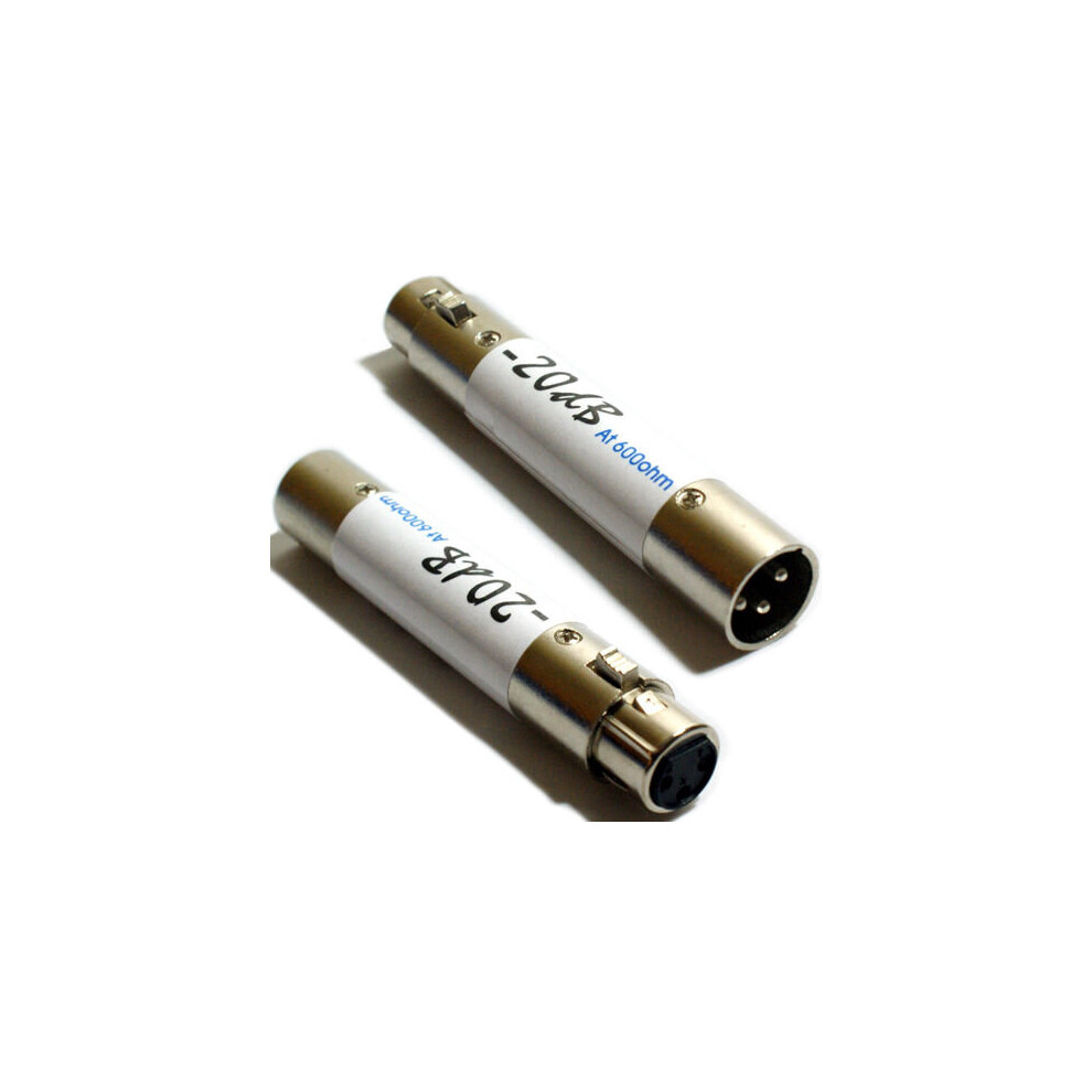 20db XLR In Line Balanced Attenuator Adapter Volume Noise Reduction Audio Amp