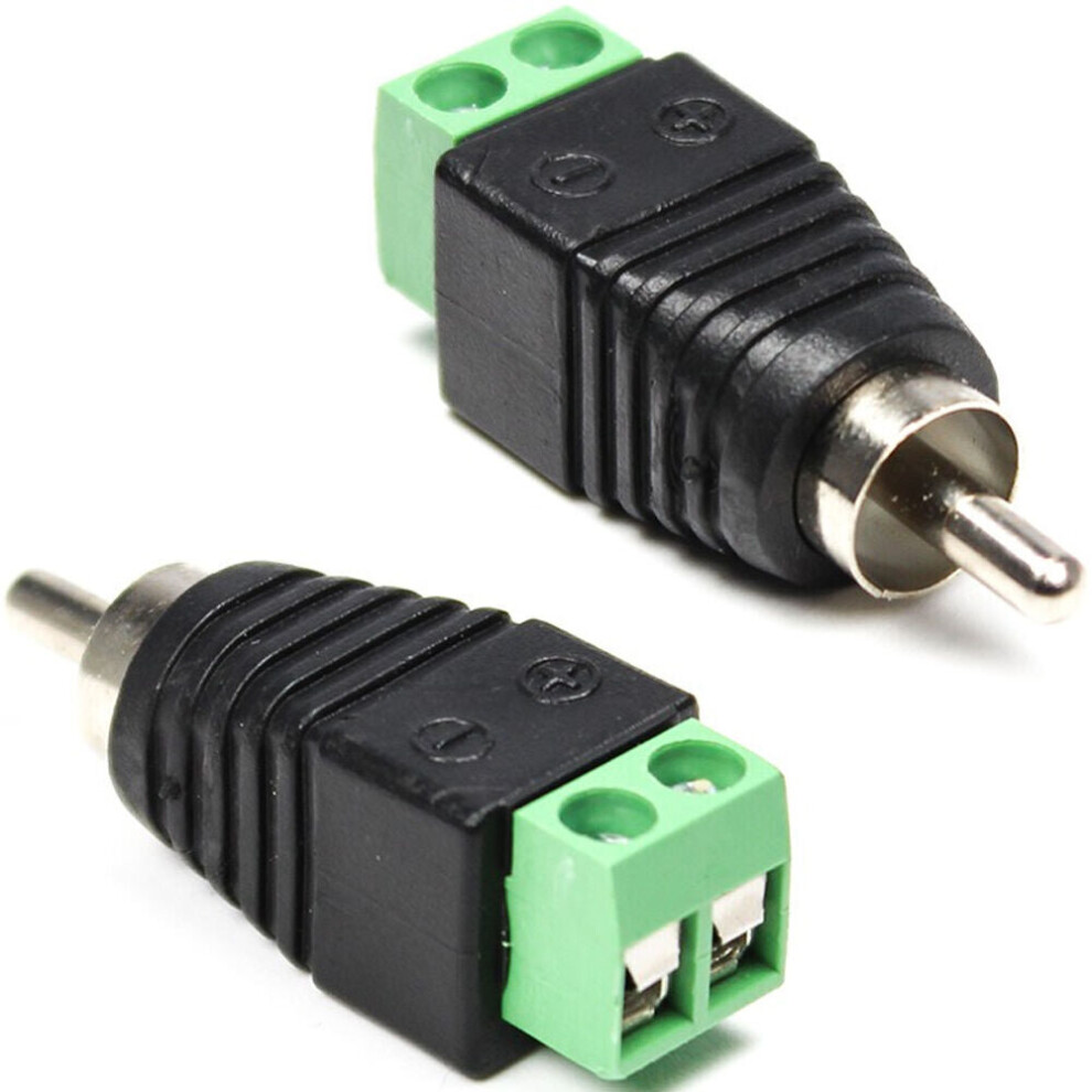 Loops Rca Phono Male Screw Terminal Connector No Solder Av Cable End Plug Cctv Audio