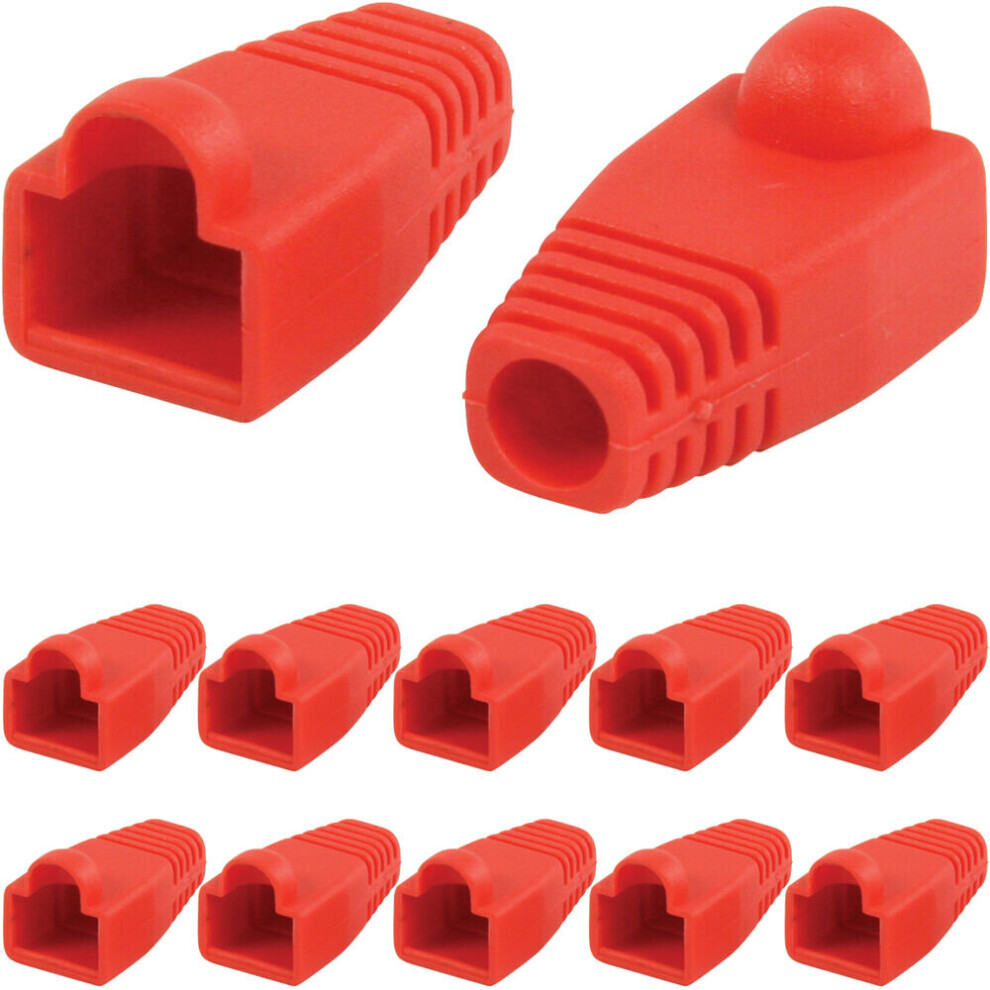 10x Red RJ45 Strain Relief Network Cable CAT5/6 Connector Boot Cover Cap End