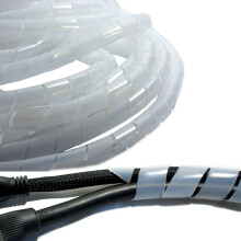 10m Cable Tidy Spiral Wrap for 3-10mm Cables - Easy Cut, Expandable, Transparent PE Coil - Natural-Neutral-Plastic-Coil-AV-Behind-TV