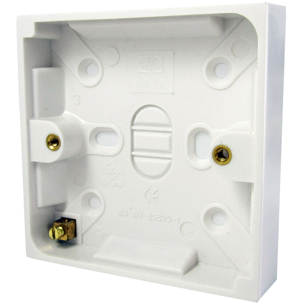 16mm Deep Single Plastic Surface Mounted Back Box 1 Gang Wall Pattress Outlet