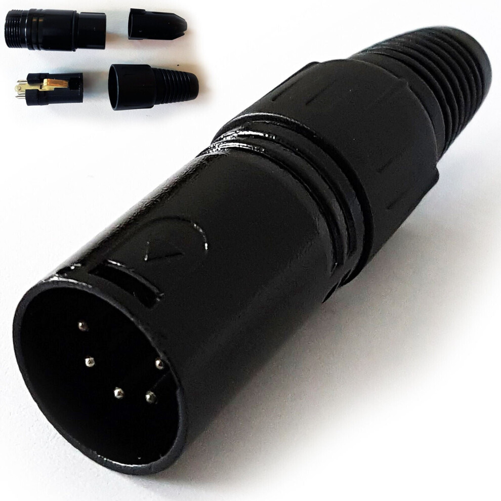 Loops Xlr 5 Pin Male Socket Solder Connector Audio Dmx Lighting Microphone Cable