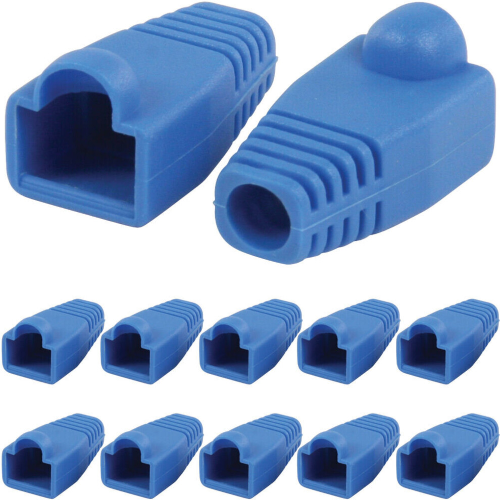 10x Blue RJ45 Strain Relief Network Cable CAT5/6 Connector Boot Cover Cap End