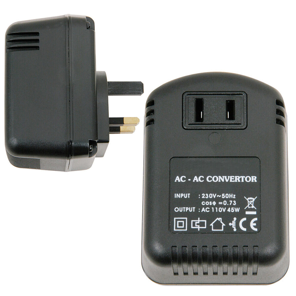 Loops Uk Plug To Us Socket Voltage Step Down Converter *230V 110V 45W* Mains Adapter