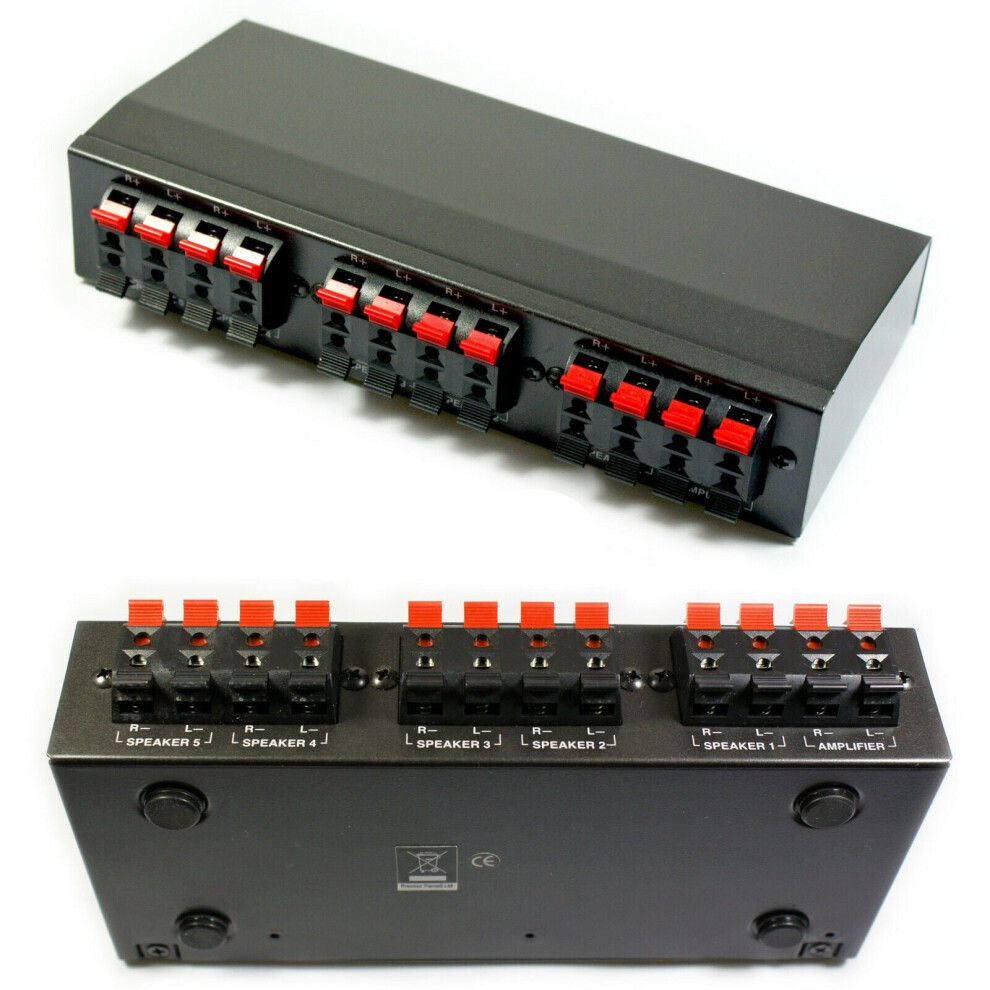 5 Port Zone Stereo Speaker Selector Splitter Switch 100W Audio Distribution Box 5056524234464